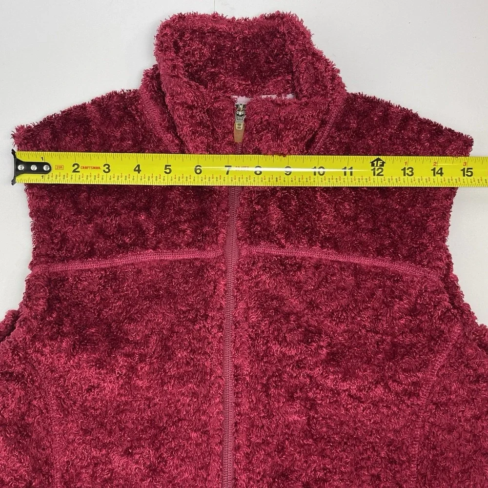 LL Bean Women's Medium Magenta‎ Red Vest Sleeveless Jacket Polartec High Pile